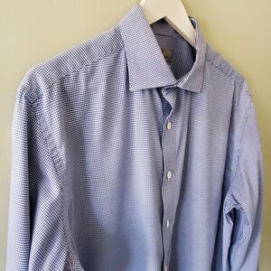 Canali 16.5 Italy Old Money Luxury Formal Houndtooth Impeccabile Dress Shirt